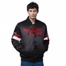 Miami Heat Starter Black Triple Option Varsity Full-Snap Satin Jacket