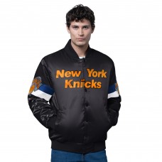 New York Knicks Starter Black Triple Option Varsity Full-Snap Satin Jacket
