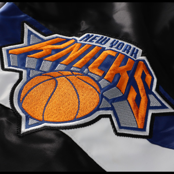 Куртка New York Knicks Starter Black Triple Option Varsity Full-Snap Satin