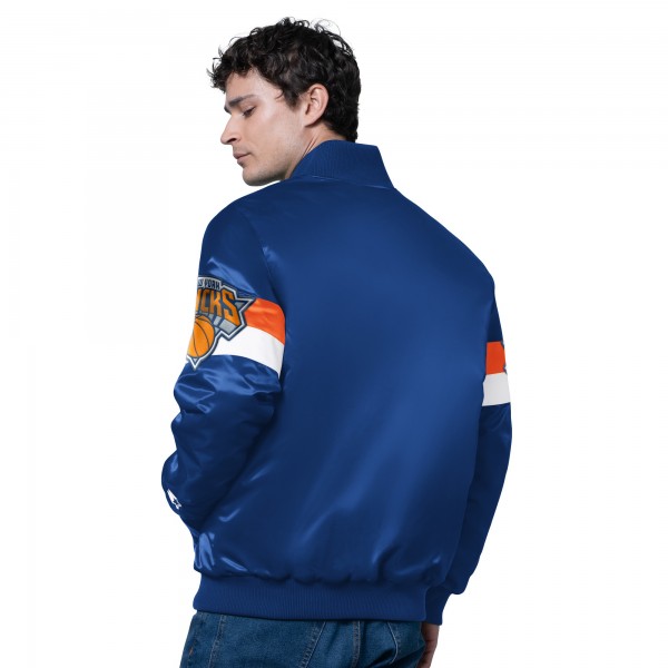 New York Knicks Starter Blue Triple Option Varsity Full-Snap Satin Jacket