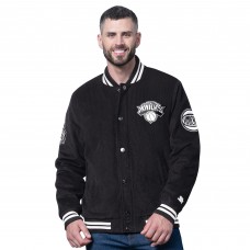 New York Knicks Starter Black Blackout Corduroy Full-Snap Varsity Jacket