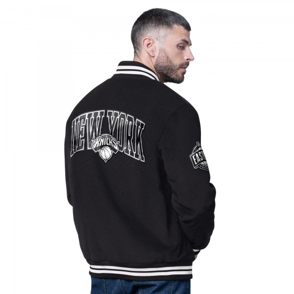 New York Knicks Starter Black Blackout Corduroy Full-Snap Varsity Jacket