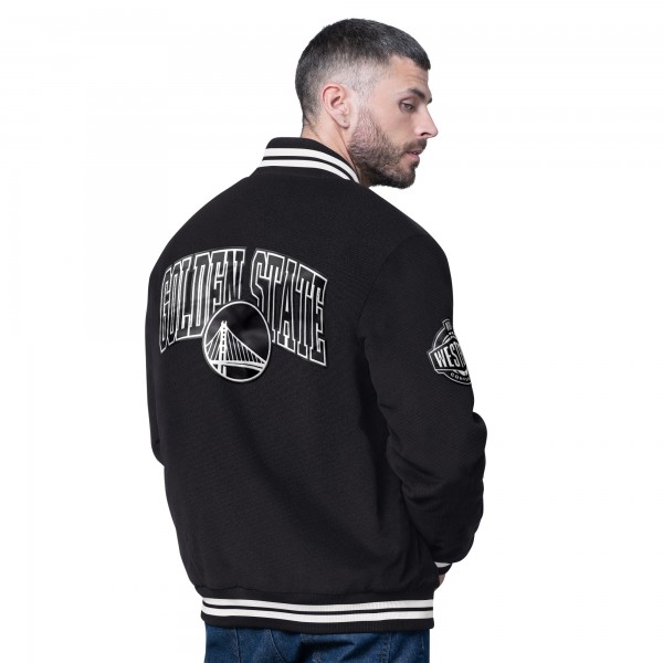 Golden State Warriors Starter Black Blackout Corduroy Full-Snap Varsity Jacket