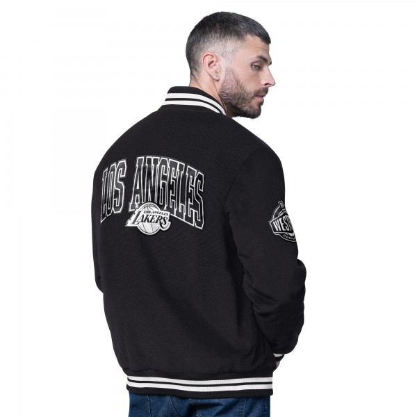 Los Angeles Lakers Starter Black Blackout Corduroy Full-Snap Varsity Jacket
