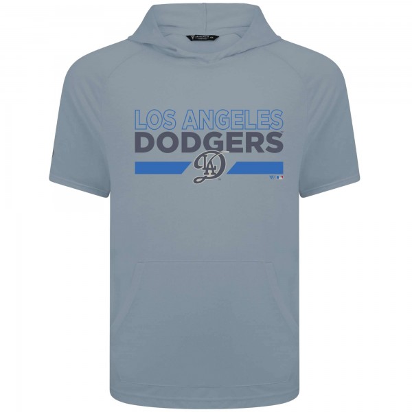 Los Angeles Dodgers Levelwear Gray City Connect Phase No Hitter Short Sleeve Pullover Hoodie