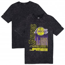 Футболка Los Angeles Lakers LeBron James New Era Black Full Court Press Mineral Wash Player