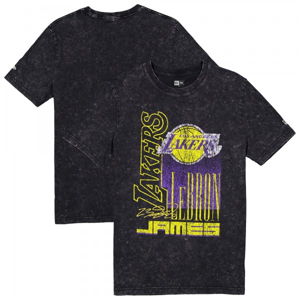Футболка Los Angeles Lakers LeBron James New Era Black Full Court Press Mineral Wash Player
