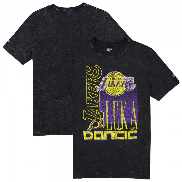 Футболка Los Angeles Lakers Luka Dončić New Era Black Full Court Press Mineral Wash Player