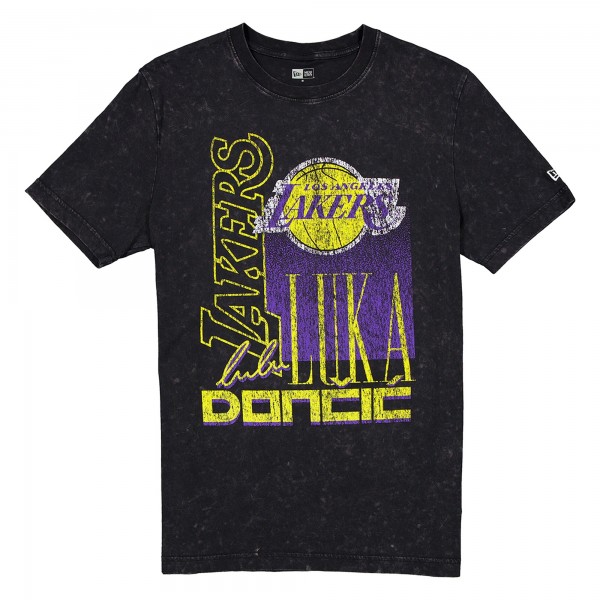 Футболка Los Angeles Lakers Luka Dončić New Era Black Full Court Press Mineral Wash Player