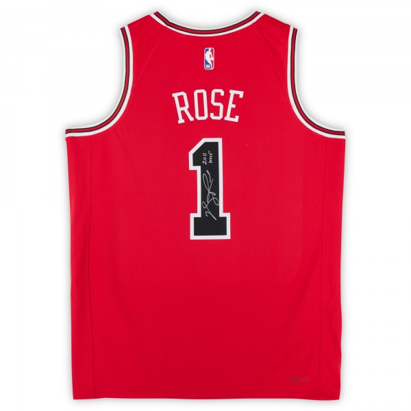 Игровая джерси Derrick Rose Chicago Bulls Autographed Fanatics Authentic Red Nike Icon Edition Swingman with 2011 MVP Inscription