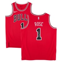 Игровая джерси Derrick Rose Chicago Bulls Autographed Fanatics Authentic Red Nike Icon Edition Swingman