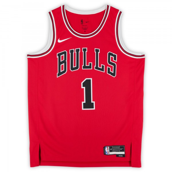 Игровая джерси Derrick Rose Chicago Bulls Autographed Fanatics Authentic Red Nike Icon Edition Swingman