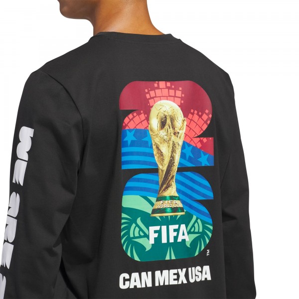 adidas 2026 FIFA World Cup Official Graphic Long Sleeve T-Shirt - Black