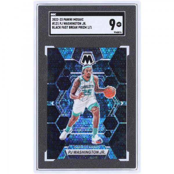 PJ Washington Jr. Charlotte Hornets 2022-23 Panini Mosaic Black Fast Break Prizm #121 #1/1 SGC Authenticated 9 Card
