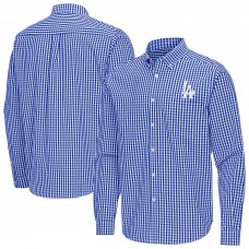 Los Angeles Dodgers Antigua Royal Ellis Woven Tri-Blend Button-Down Shirt