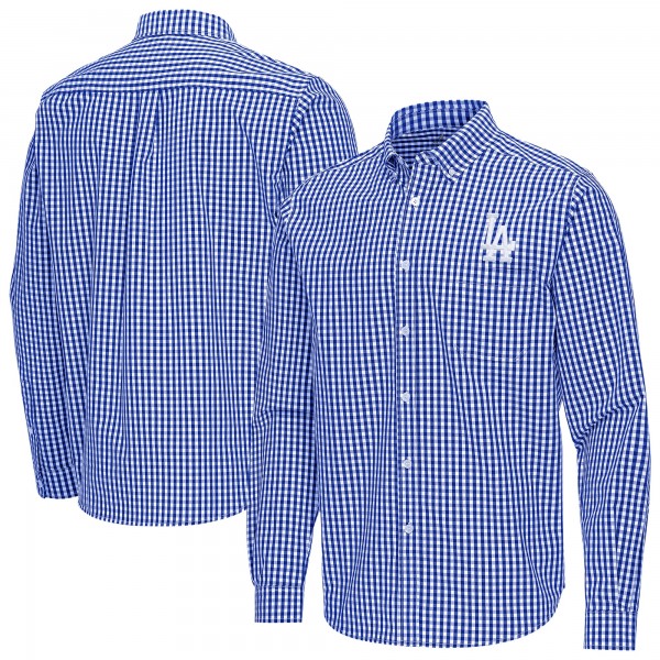 Los Angeles Dodgers Antigua Royal Ellis Woven Tri-Blend Button-Down Shirt