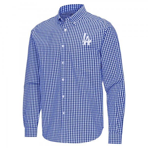 Los Angeles Dodgers Antigua Royal Ellis Woven Tri-Blend Button-Down Shirt