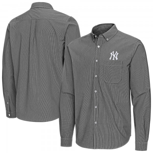 Рубашка New York Yankees Antigua Black Porter Woven Long Sleeve