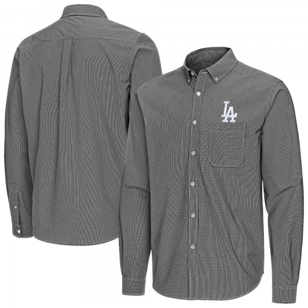 Los Angeles Dodgers Antigua Black Porter Woven Long Sleeve Button-Down Shirt