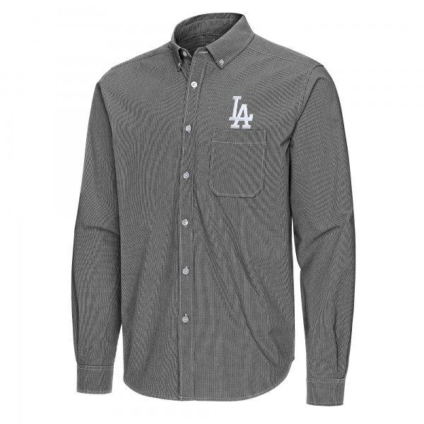 Los Angeles Dodgers Antigua Black Porter Woven Long Sleeve Button-Down Shirt