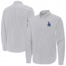 Los Angeles Dodgers Antigua Gray Porter Woven Long Sleeve Button-Down Shirt