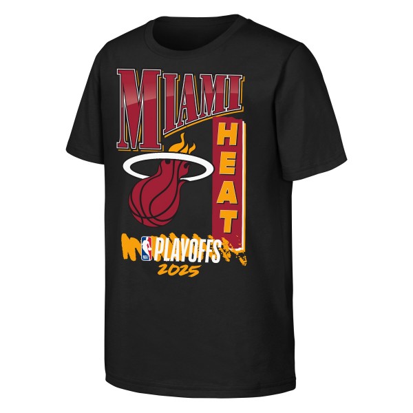 Подростковая Miami Heat Black 2025 NBA Playoffs Hype T-Shirt