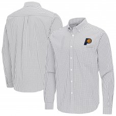 Indiana Pacers Antigua Gray Ellis Woven Tri-Blend Button-Down Shirt
