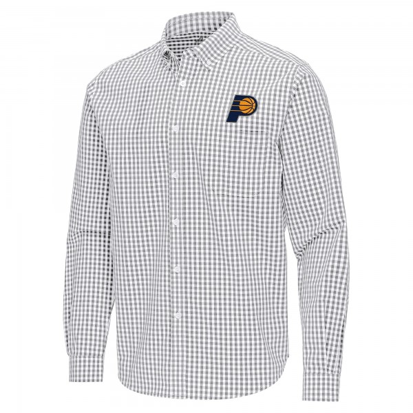 Indiana Pacers Antigua Gray Ellis Woven Tri-Blend Button-Down Shirt
