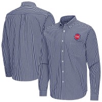 Detroit Pistons Antigua Navy Ellis Woven Tri-Blend Button-Down Shirt