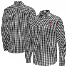 Detroit Pistons Antigua Black Ellis Woven Tri-Blend Button-Down Shirt