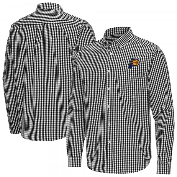 Indiana Pacers Antigua Black Ellis Woven Tri-Blend Button-Down Shirt