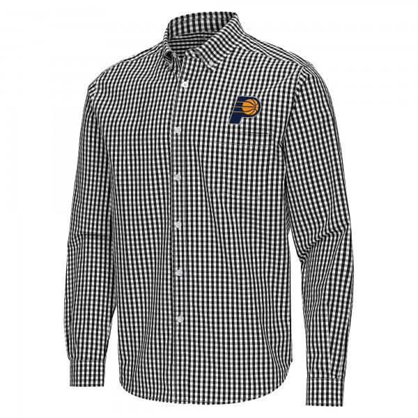 Indiana Pacers Antigua Black Ellis Woven Tri-Blend Button-Down Shirt