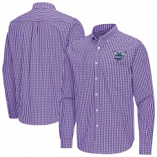 Charlotte Hornets Antigua Purple Ellis Woven Tri-Blend Button-Down Shirt