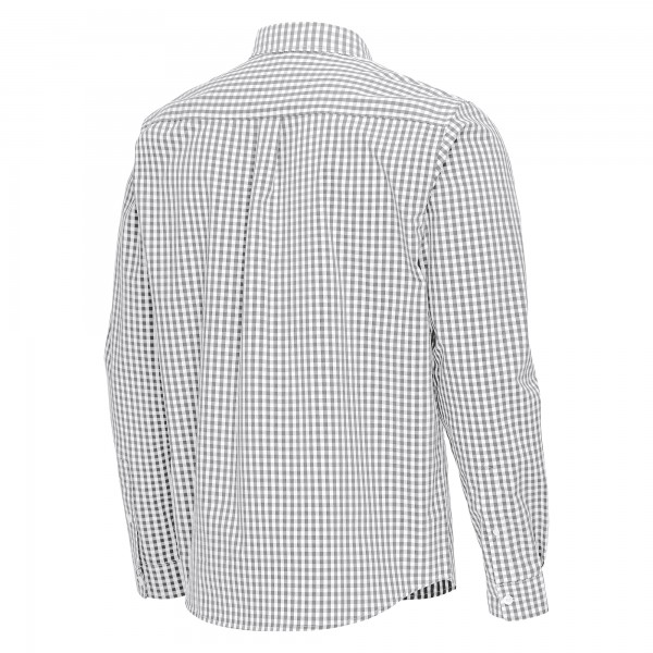 New York Knicks Antigua Gray Ellis Woven Tri-Blend Button-Down Shirt