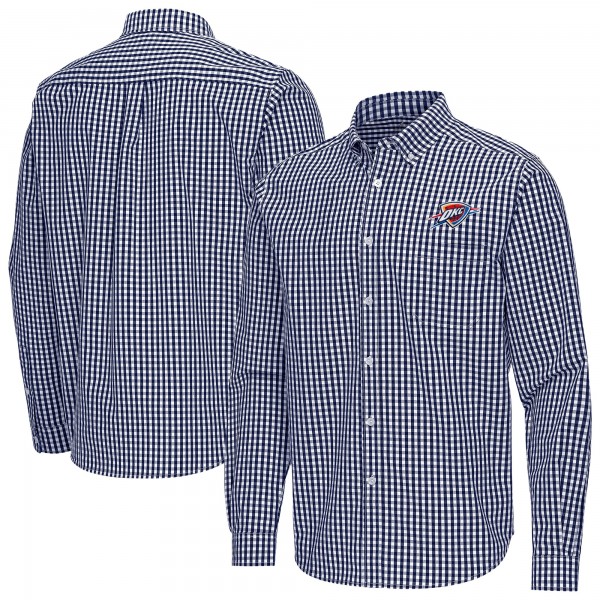 Oklahoma City Thunder Antigua Navy Ellis Woven Tri-Blend Button-Down Shirt
