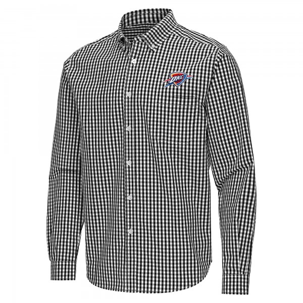 Oklahoma City Thunder Antigua Black Ellis Woven Tri-Blend Button-Down Shirt