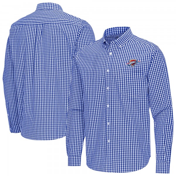 Oklahoma City Thunder Antigua Blue Ellis Woven Tri-Blend Button-Down Shirt