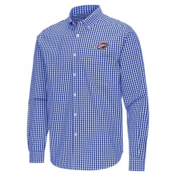 Oklahoma City Thunder Antigua Blue Ellis Woven Tri-Blend Button-Down Shirt