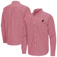 Miami Heat Antigua Cardinal Ellis Woven Tri-Blend Button-Down Shirt