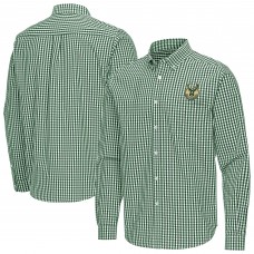 Milwaukee Bucks Antigua Hunter Green Ellis Woven Tri-Blend Button-Down Shirt