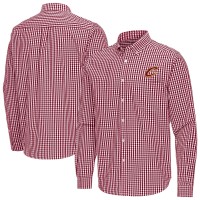 Cleveland Cavaliers Antigua Wine Ellis Woven Tri-Blend Button-Down Shirt
