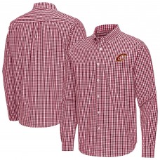 Cleveland Cavaliers Antigua Wine Ellis Woven Tri-Blend Button-Down Shirt