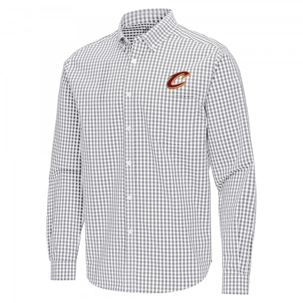 Cleveland Cavaliers Antigua Gray Ellis Woven Tri-Blend Button-Down Shirt