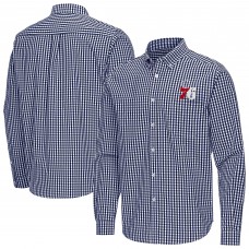 Philadelphia 76ers Antigua Navy Ellis Woven Tri-Blend Button-Down Shirt