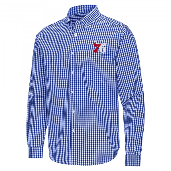 Philadelphia 76ers Antigua Royal Ellis Woven Tri-Blend Button-Down Shirt