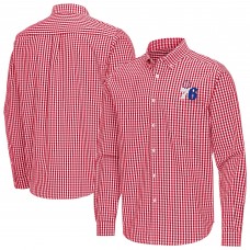 Philadelphia 76ers Antigua Red Ellis Woven Tri-Blend Button-Down Shirt