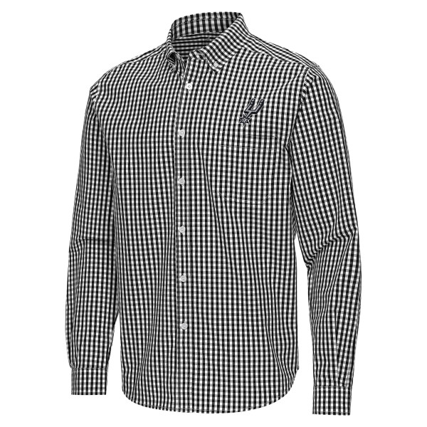San Antonio Spurs Antigua Black Ellis Woven Tri-Blend Button-Down Shirt