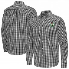 Boston Celtics Antigua Black Ellis Woven Tri-Blend Button-Down Shirt