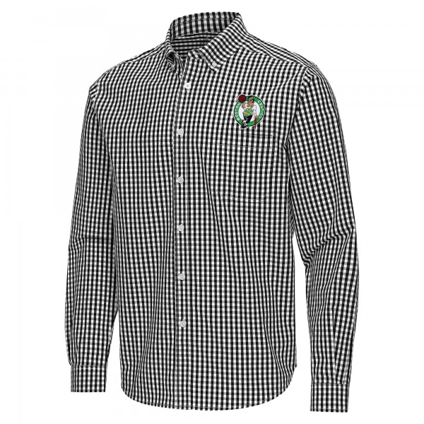Boston Celtics Antigua Black Ellis Woven Tri-Blend Button-Down Shirt
