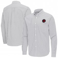 Toronto Raptors Antigua Gray Ellis Woven Tri-Blend Button-Down Shirt